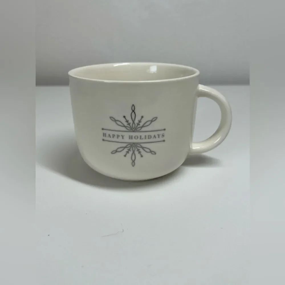 Place & Time Happy Holidays Crackle Glaze Snowflake Coffee Tea Mug 16 Oz